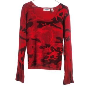 Old Navy Red Camo Lambs Wool Blend Womens Size Large L
